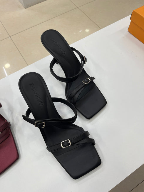 Double Adjustable Straps Slid On Heels